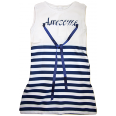 Платье Fun & Fun размер 128, белый/синий