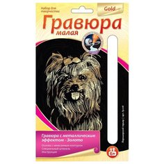 Гравюра LORI Йоркширский терьер (Гр-218) золотистая основа