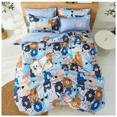 Комплект постельного белья Grazia Textile Lamas, Евро, смесовая ткань, 2 наволочки 50х70, сиреневый, разноцветный, животные