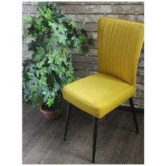EVITA/Стул Мадрид тк.MAXX 560 горчица,ноги чёрные/ Стул/ Стул для кухни/Стул для гостиной/Стул для детской/велюр/горчица/ноги металл