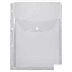 Папка-конверт на кнопке Attache (А4, 180мкм, до 250л., пластик, с расширением и перфорацией) прозрачная, 5шт.