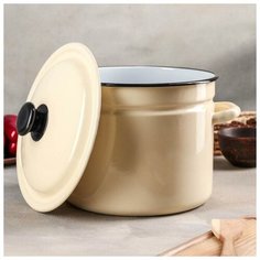 Кастрюля Керченская эмаль цилиндрическая, 7 л, без деколи, цвет слоновая кость КМЗ