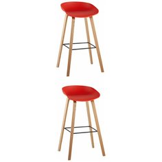 Стул барный LIBRA, красный, деревян. ножки(комплект 2 стула) Stool Group