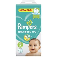 Подгузники Pampers Active Baby-Dry, 6-10 кг, размер 3, 124 шт