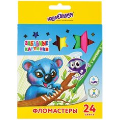 Юнландия Юнландия Набор фломастеров Забавные картинки, 24 шт., 4 упаковки