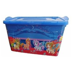 Контейнер для хранения 35 л, темно-голубой единорожки РОССПЛАСТ