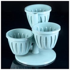 Кашпо многоярусное «Каскад», 3 шт, 700 мл, цвет нефритовый Plast Avenue