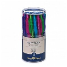 Набор в тубе 24 шт. Ручка "SoftClick.Zefir" шариковая автоматическая 0.7 ММ, синяя (4 цвета корпуса) Bruno Visconti