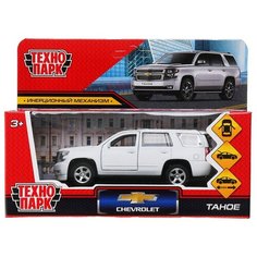Машина Технопарк металл, Chevrolet Tahoe, матовый, 12 см, двери, багажник, инерция, белый, коробка (TAHOE-12FIL-WH)