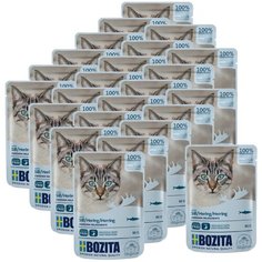 Влажный корм для кошек Bozita беззерновой, с сельдью 24 шт. х 85 г (кусочки в соусе)