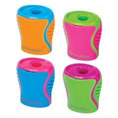 Точилка ручная пластиковая Brauberg Mix (1 отверстие, с контейнером) 36шт. (228448)