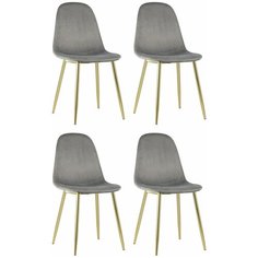 Комплект стульев для кухни Валенсия 4 шт, велюр серый NEW, золотые ножки Stool Group