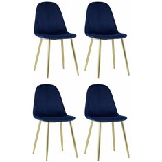Комплект стульев для кухни Валенсия 4 шт, велюр синий NEW, золотые ножки Stool Group