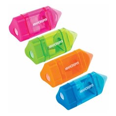 Точилка ручная пластиковая с ластиком Юнландия "Карандашик" (1 отверстие, с контейнером) 24шт. (228440)