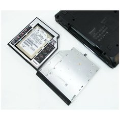 Салазки(переходник) в ноутбук для дополнительного жесткого диска (SSD/HDD) 12.7 мм в отсек вместо штатного CD/DVD SATA 12.7mm optibay с комплектом винтов, отверткой и заглушкой.