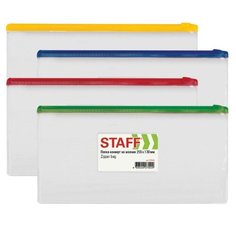 STAFF Папка-конверт на молнии малого формата, карман для визиток, 24 шт. прозрачная