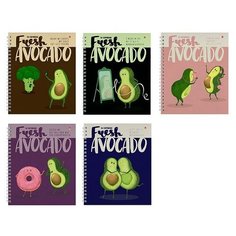 Тетрадь общая на гребне Альт, А5 (165 х 200 мм), "авокадо" 80 л. клетка, Арт. 7-80-1113, обложка в ассортименте. Набор 5 шт.