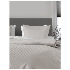 Постельное белье GoodNight Страйп-сатин евро (с нав. 50х70) светло-серый