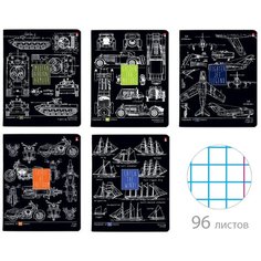 Тетрадь общая Альт, А5 (165 х 203 мм), "BLUEPRINT" 96 л., клетка, Арт. 7-96-1144, обложка в ассортименте