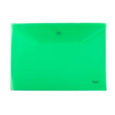 Hatber Папка-конверт пластиковая А4 на кнопке прозрачная зеленая