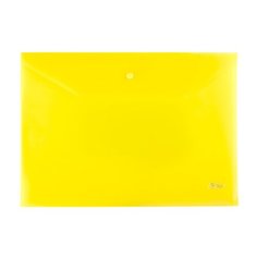 Hatber Папка-конверт пластиковая А4 на кнопке прозрачная желтая