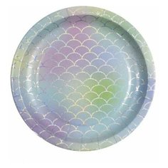 Бумажные тарелки Miland с перламутровым эффектом Праздничные моменты,23 см, голубые,6 шт, еврослот СП-5319