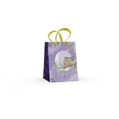 Пакет вертикальный S (11.1x13.7x6.2 см) "совы" матовая ламинация, 2-х сторонняя фольга, Арт. 2-131/1 Альт