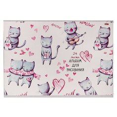 ТМ"Profit"Альбом для рисования А4 24л. Жизнь КОТИКОВ-1 (24-1020) скр. облофсбл- офс. Проф Пресс