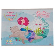 ТМ"Profit" Альбом для рисования А4 8л. "Русалка и медведь"-55 (08-5138) скр. облофс. бл- офс Проф Пресс