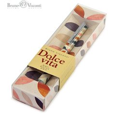 Ручка "DOLCE VITA. Лепестки. Винтаж." шариковая, металлический корпус, 0,7 ММ, синяя Bruno Visconti