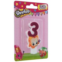 Росмэн (Праздники) Свеча-цифра №3, 8см_Shopkins 32125