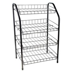 Полка для обуви разборная Skiico 46×28×70 см / Металлическая многоуровневая полка для обуви / Полка для обуви 4 яруса сетка цвет чёрный