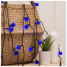 Гирлянда "Шарики Синие", 5 м, LED-30-220V, 8 режимов, нить тёмная, свечение синие арт. 3590708 Luazon