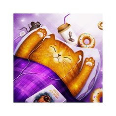 Холст с красками 20х20 см по номерам (в коробке). (13цв) Кот в постели (Арт. ХК-4049)