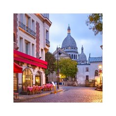 Холст с красками 20х20 см по номерам (в коробке). (14цв) Монмартр в Париже (Арт. ХК-4044) Рыжий кот