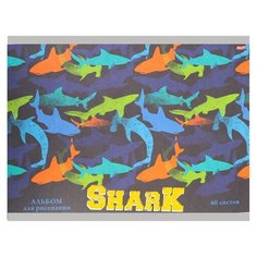 ТМ"Profit"Альбом для рисования А4 40л дизайн С акулами (40-1498) скр.обл-офс..бл-офс. Проф Пресс