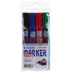 Набор перманентных маркеров Crown Multi Marker (3мм, круглый наконечник, 4 цвета) 4шт., чехол (CPM-800/4)