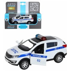 Машинка металлическая инерционная коллекционная ТМ "Автопанорама" М 1:39 KIA SPORTAGE R, полиция, свет, звук, коллекция, игрушечная машина, игрушки для детей, игрушки для мальчиков, цвет белый, в/к 17,5 х 12,5 х 6,5 см