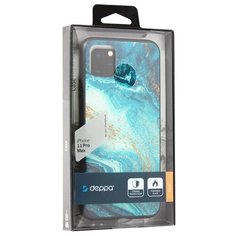 Чехол- накладка закаленное стекло Deppa Glass Case D-87267 для iPhone 11 Pro Max (6.5") 2.0мм Голубой Агат