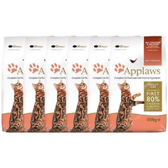 Сухой корм для кошек Applaws беззерновой, с курицей, с лососем 6 шт. х 400 г