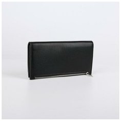 Кошелек жен 06-01-01. 21*2.5*9. 2 отд. отд/молния. д/карт. д/монет. на магнитах. черный 6925177 Сима ленд