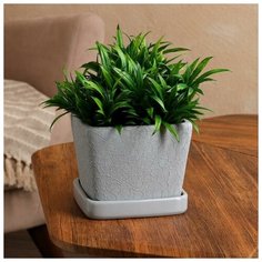 Горшок для цветов "Квадрат". шелк. серый. 1 л 7045346 Керамика ручной работы