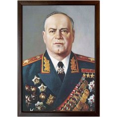 Портрет Жуков Г. К формат А-4 (210x297 мм), багетная рамка под золото Mega Art