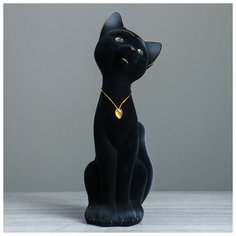 Копилка "Кот Матвей". флок. чёрная. 37 см 748692 Керамика ручной работы