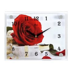 Часы настенные "21 Век" 2026-1082 "Роза с подарком" (10)