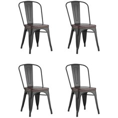 Комплект стульев STOOL GROUP Tolix Soft 83см, металл, 4 шт., цвет: черный матовый
