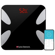 Напольные весы Swiss Diamond SD- SC 003 mini / весы напольные электронные / умные весы / диагностические весы / весы напольные мини, черный