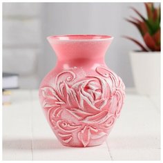 Ваза "Роза" барельеф розовая h14х10,5; d-8см Сима ленд