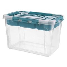 Ящик универсальный С замками И вставкой- органайзером "GRAND BOX", 290х190х180ММ, 6,65Л (Голубой) Econova