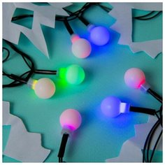 Гирлянда Luazon Lighting Нить с насадками “Шарики Белые”, 5 м, LED-20-220V, мигает, нить темная, свечение мульти (RG/RB) (3590712)